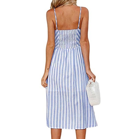  Striped Button Down Midi Dress - Picture 2 of 8